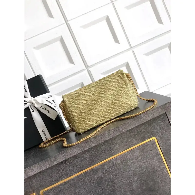 Chanel 25C AS5279 Kabelek s klopou Pletený Lurex & Zlatý tón kovu