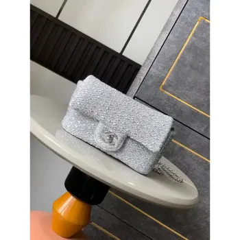 Chanel 25C AS5279 Kapsa s klopou Pletený Lurex & Stříbrný tón kovu