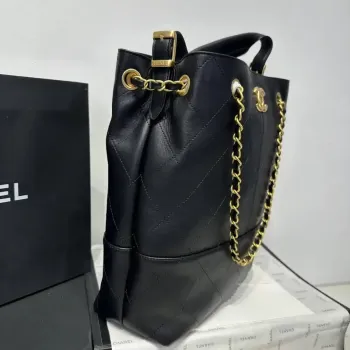 Chanel AS5636 Nákupní taška z jemné telecí kůže lesklé jehněčí kůže černá