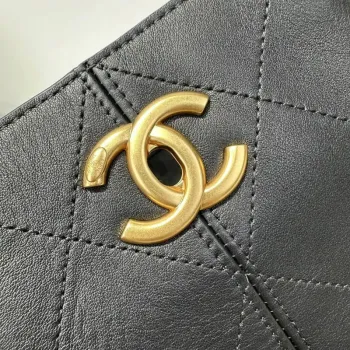 Chanel AS5636 Nákupní taška z jemné telecí kůže lesklé jehněčí kůže černá