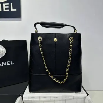 Chanel AS5636 Nákupní taška z jemné telecí kůže lesklé jehněčí kůže černá