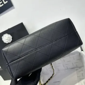 Chanel AS5636 Nákupní taška z jemné telecí kůže lesklé jehněčí kůže černá