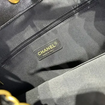 Chanel AS5636 Nákupní taška z jemné telecí kůže a lesklé jehněčí kůže černá & šedá