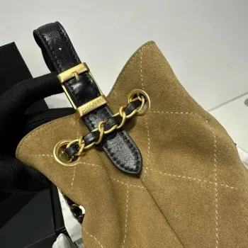 Chanel AS5636 Nákupní taška z jemné telecí kůže a lesklé jehněčí kůže černá & hnědá