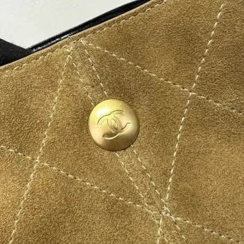 Chanel AS5636 Nákupní taška z jemné telecí kůže a lesklé jehněčí kůže černá & hnědá