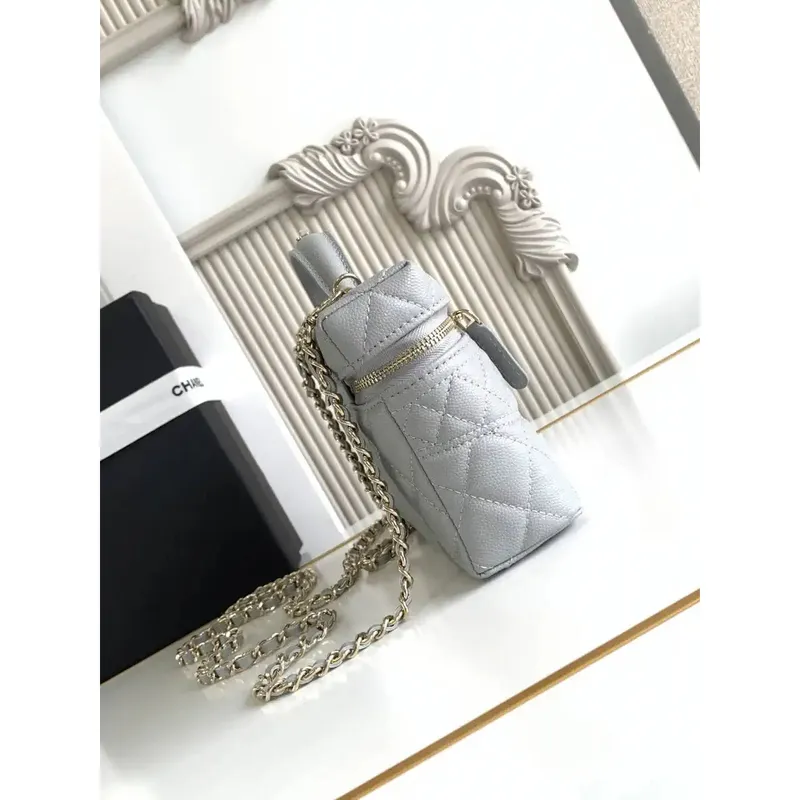 Chanel 25C Vanity s řetězem z jemné telecí kůže AP4407 Šedá