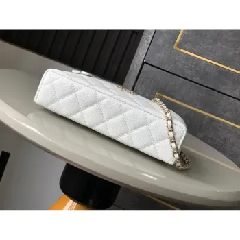 Chanel AP4407 Toaletní taška s řetízkem z jemné telecí kůže bílá