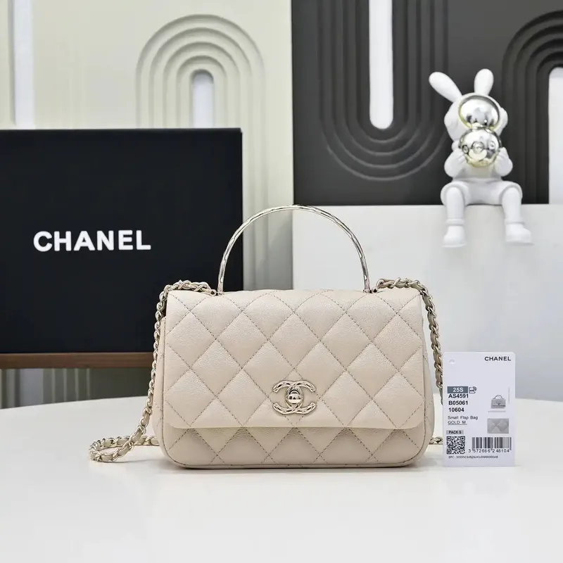 Chanel Crush Handle box Bag Kůže telecí AS4591 Meruňková