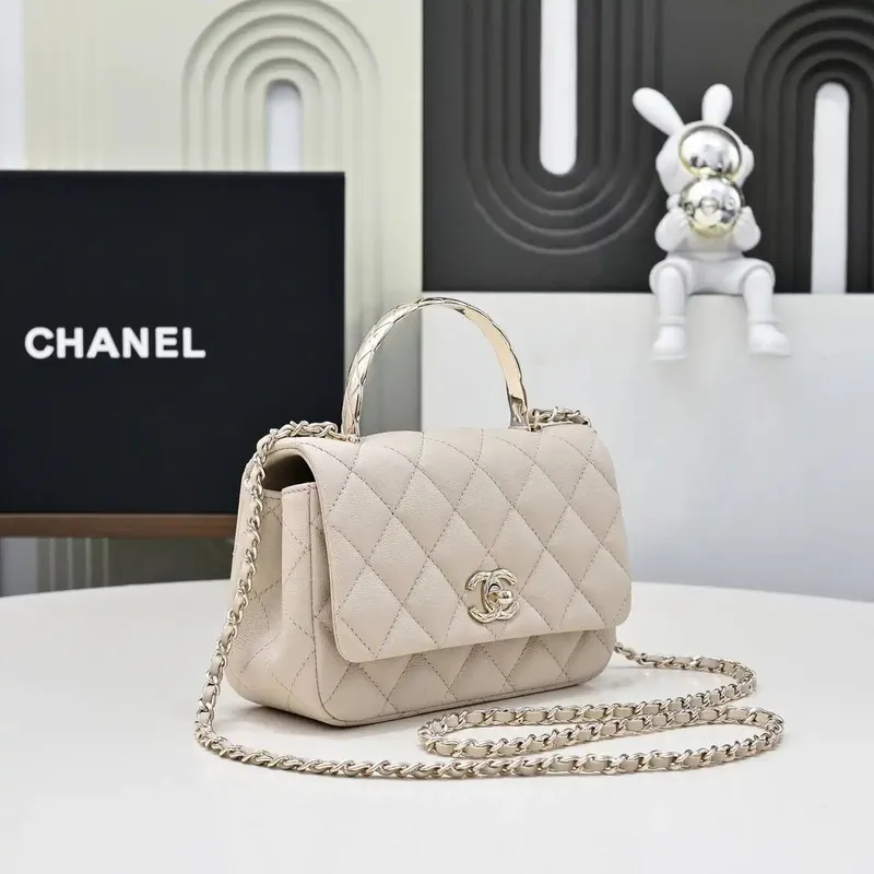 Chanel Crush Handle box Bag Kůže telecí AS4591 Meruňková