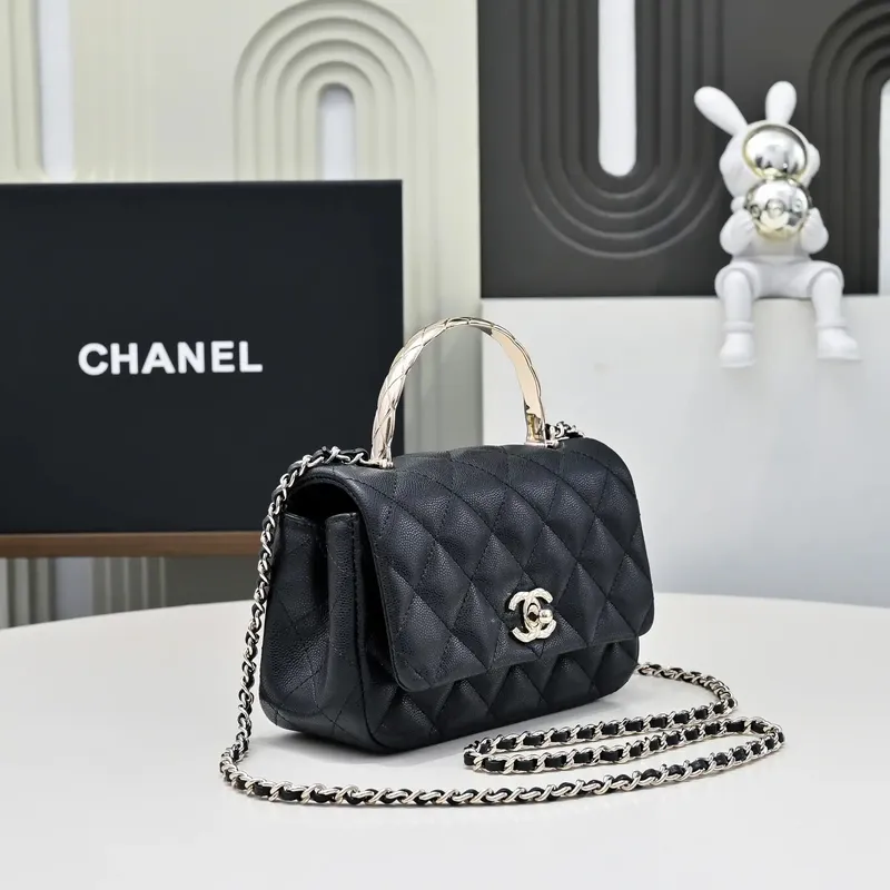 Chanel Crush Handle box Bag Kůže telecí AS4591 Černá
