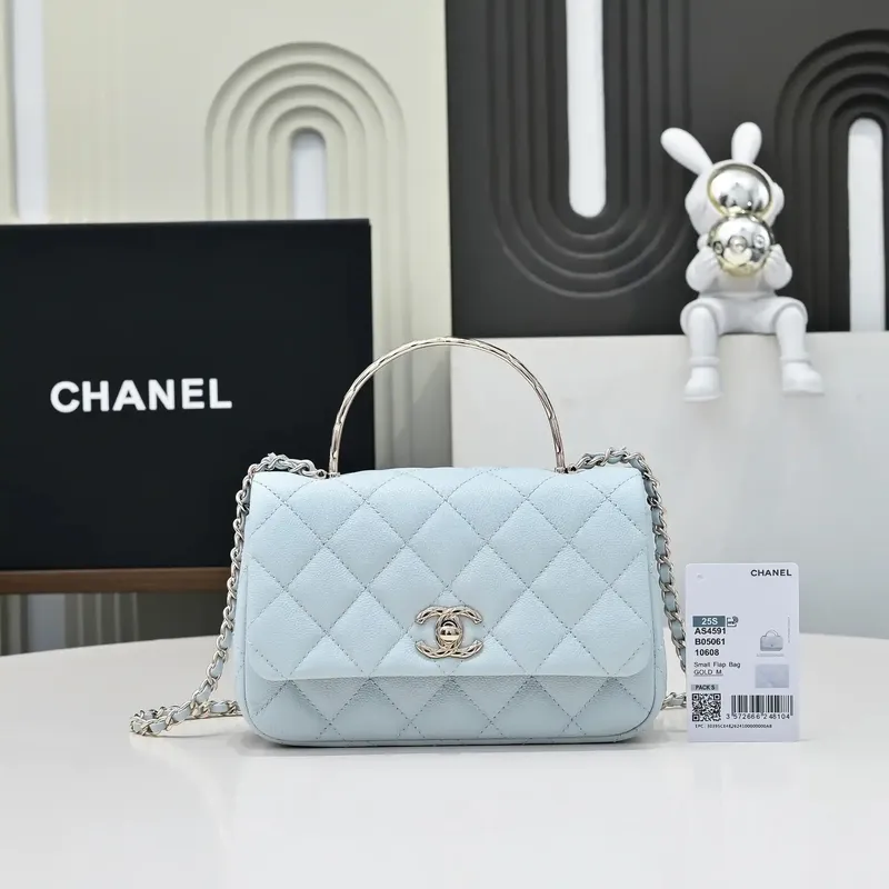 Chanel Crush Handle box Bag Kůže telecí AS4591 Modrá