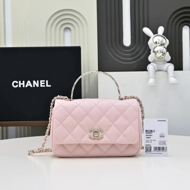 Chanel Crush Handle box Bag Kůže telecí AS4591 Růžová