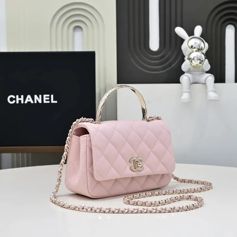 Chanel Crush Handle box Bag Kůže telecí AS4591 Růžová