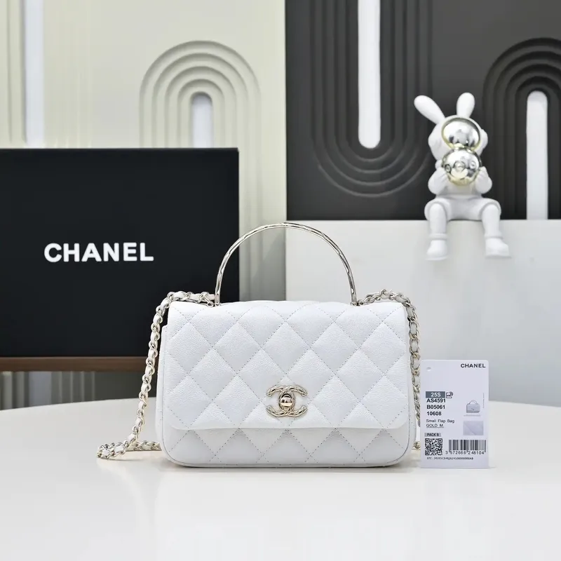 Chanel Crush Handle box Bag Kůže telecí AS4591 Bílá