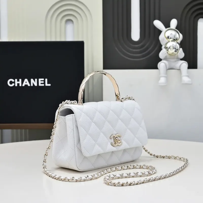 Chanel Crush Handle box Bag Kůže telecí AS4591 Bílá
