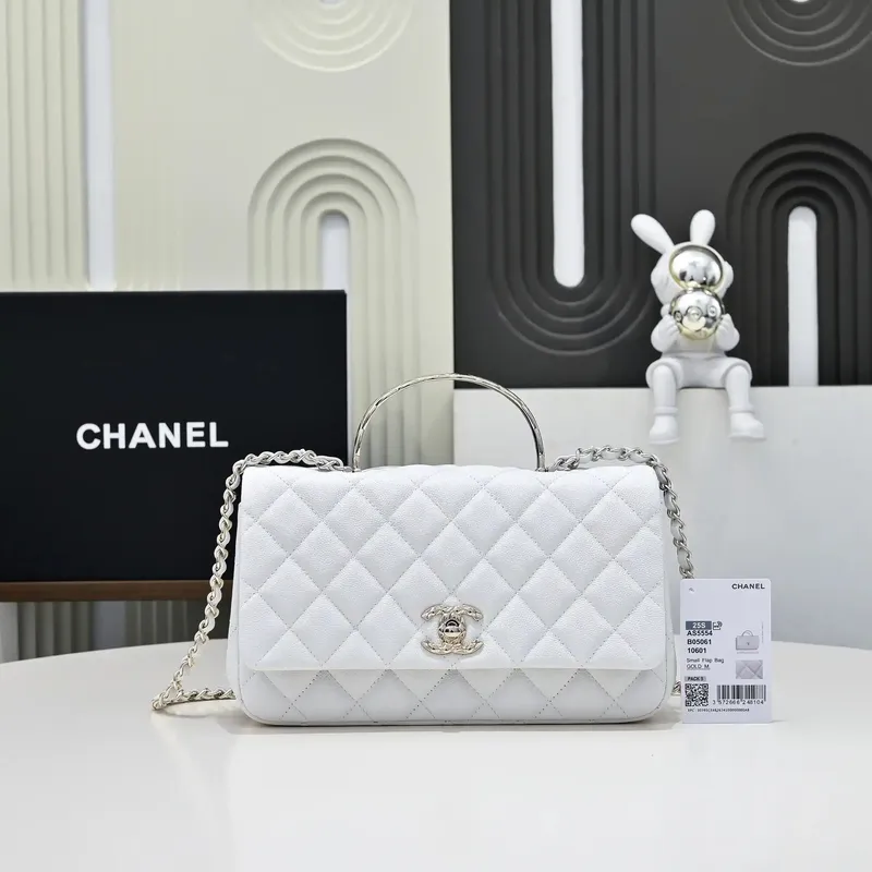 Chanel Crush Handle box Bag Kůže telecí AS5554 Bílá