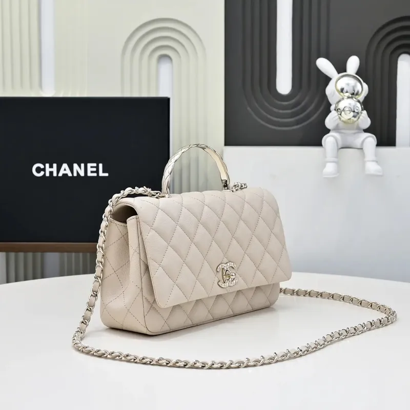 Chanel Crush Handle box Bag Kůže telecí AS5554 Meruňková