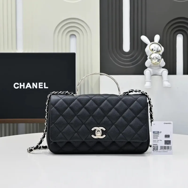 Chanel Crush Handle box Bag Kůže telecí AS5554 Černá
