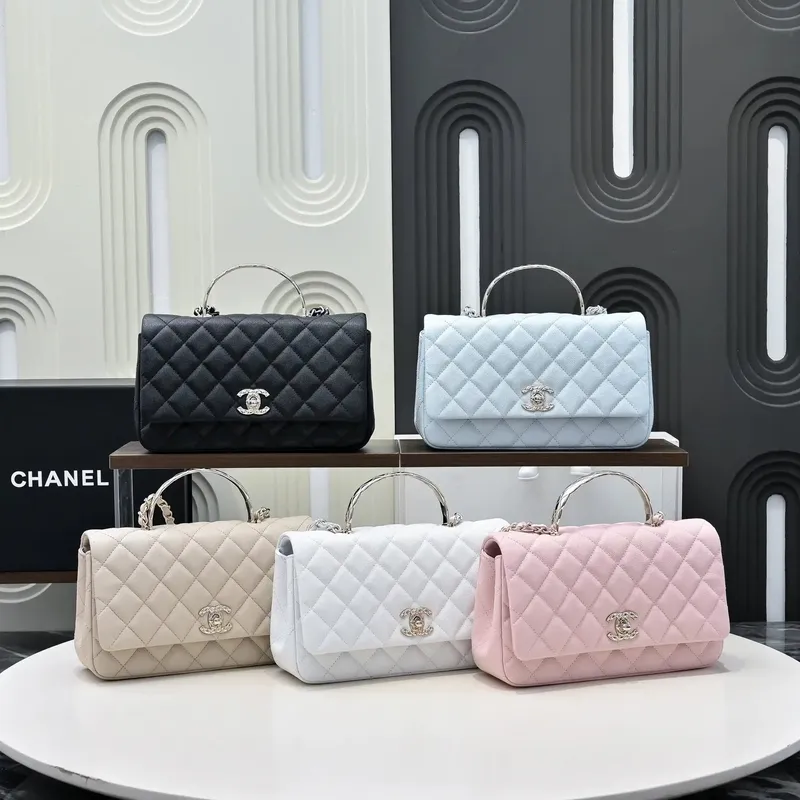 Chanel Crush Handle box Bag Kůže telecí AS5554 Modrá