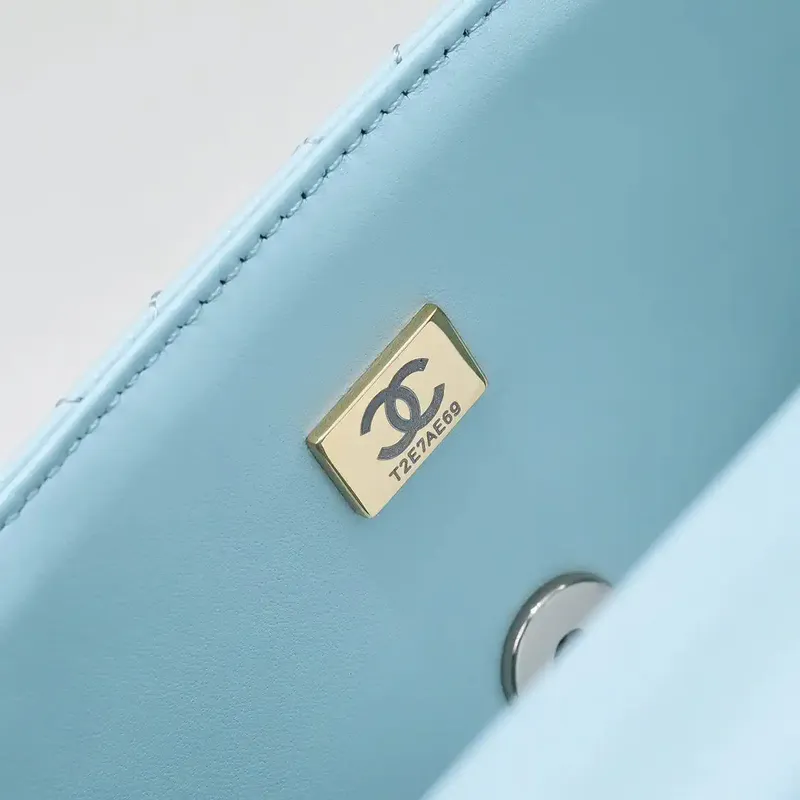 Chanel Crush Handle box Bag Kůže telecí AS5554 Modrá