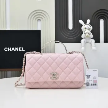 Chanel Crush Handle box Bag Kůže telecí AS5554 Růžová