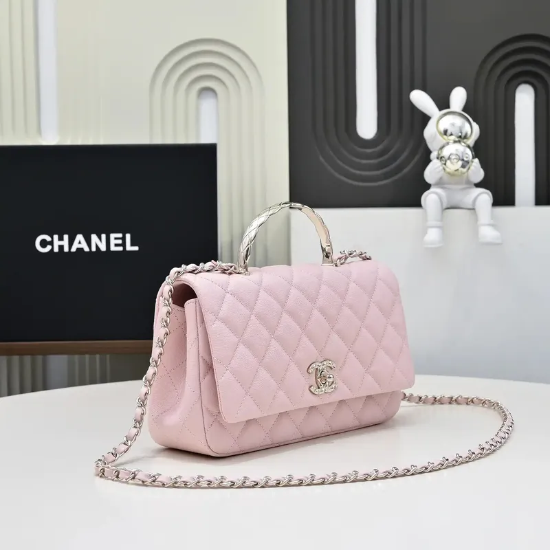Chanel Crush Handle box Bag Kůže telecí AS5554 Růžová