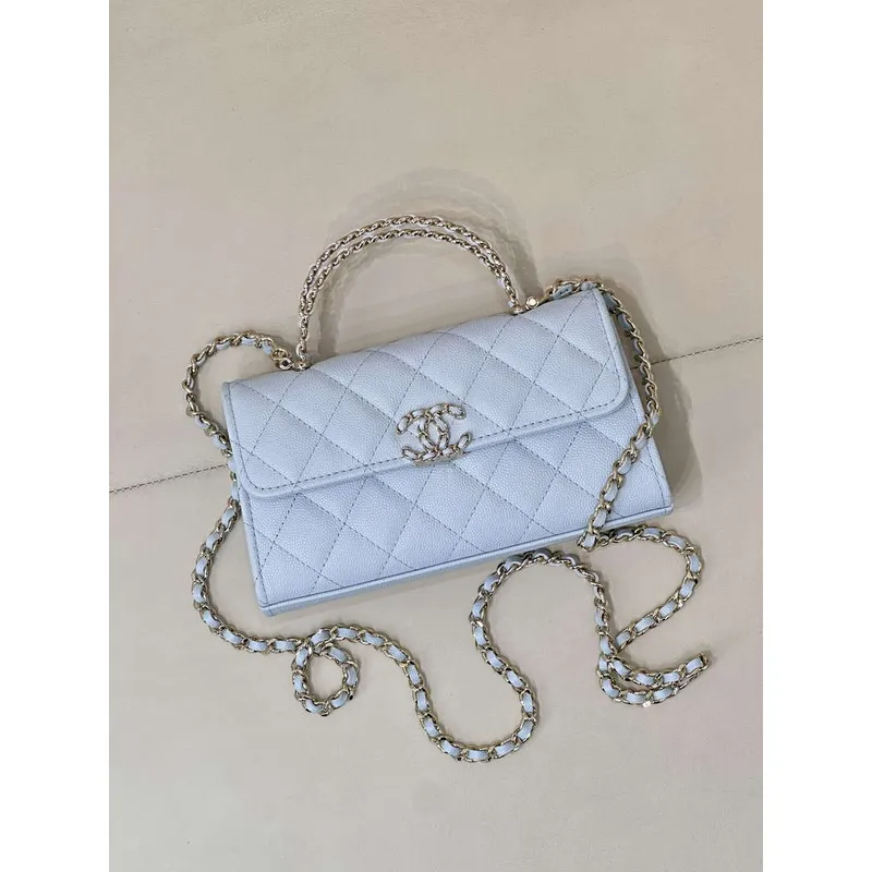 Chanel AP3238 Držák na telefon s řetízkem z jemné lesklé telecí kůže černé