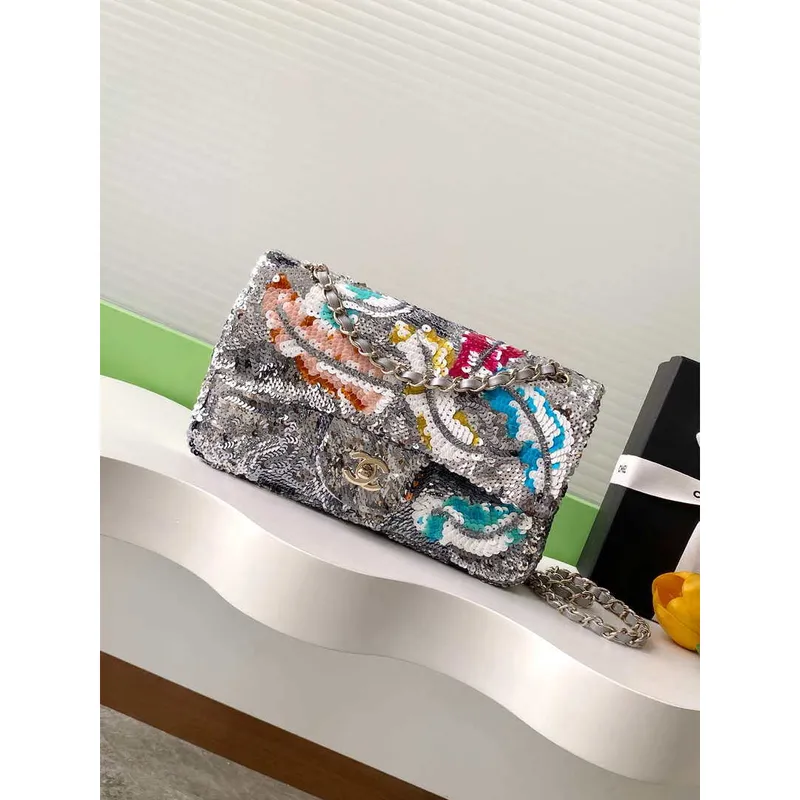 Chanel A01112 Flap Classic 11.12 Kabelka Barevné flitry a korálky