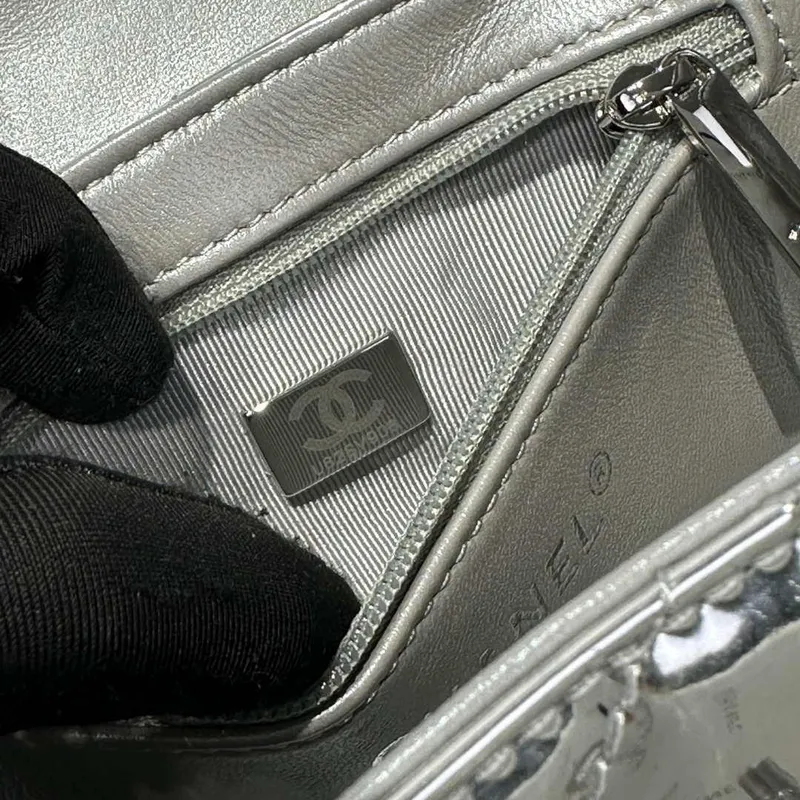 Chanel 25A AS4416 Mini Nákupní Taška Zrcadlová Kůže Stříbrná