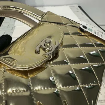 Chanel 25A AS4416 Mini Nákupní Taška Zrcadlová Kůže Zlatá