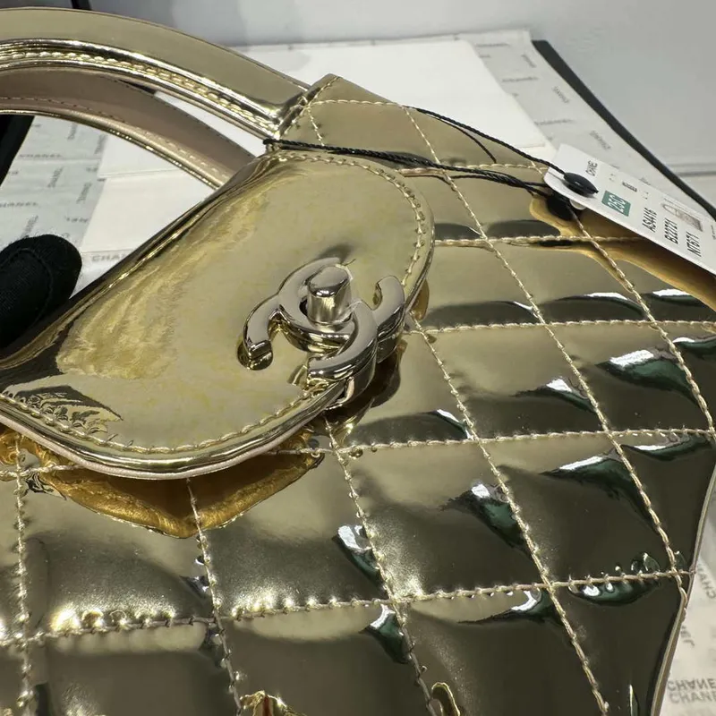 Chanel 25A AS4416 Mini Nákupní Taška Zrcadlová Kůže Zlatá