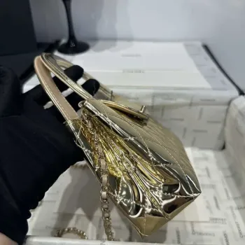Chanel 25A AS4416 Mini Nákupní Taška Zrcadlová Kůže Zlatá