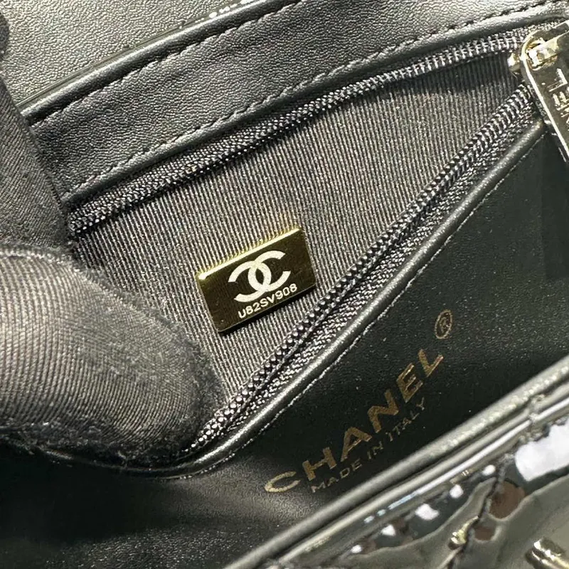 Chanel 25A AS4416 Mini Nákupní Taška Zrcadlová Kůže Černá