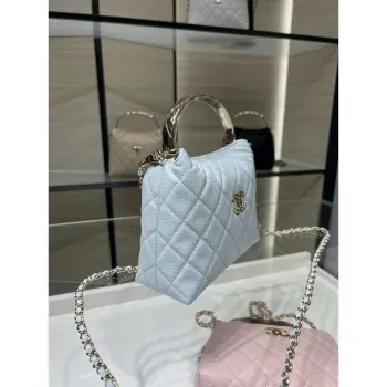 Chanel 25SS Crush s rukojetí box taška z jehněčí kůže AP4591 modrá