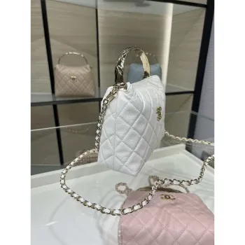 Chanel 25SS Crush s rukojetí box taška z jehněčí kůže AP4591 bílá