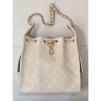 Chanel AS5311 Velká hobo taška Lesklá telecí kůže & zlatý tón kovu meruňková