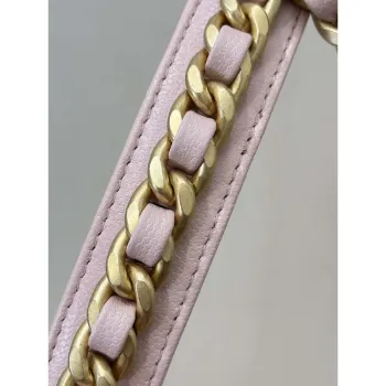 Chanel AS5311 Velká hobo taška Lesklá telecí kůže & zlatý tón kovu Růžová