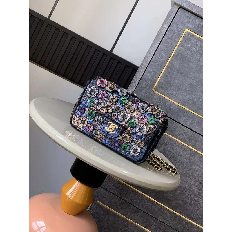 Chanel A69900 25C Mini Flap Kabelka Vysoce kvalitní ručně vyšívaná s flitry
