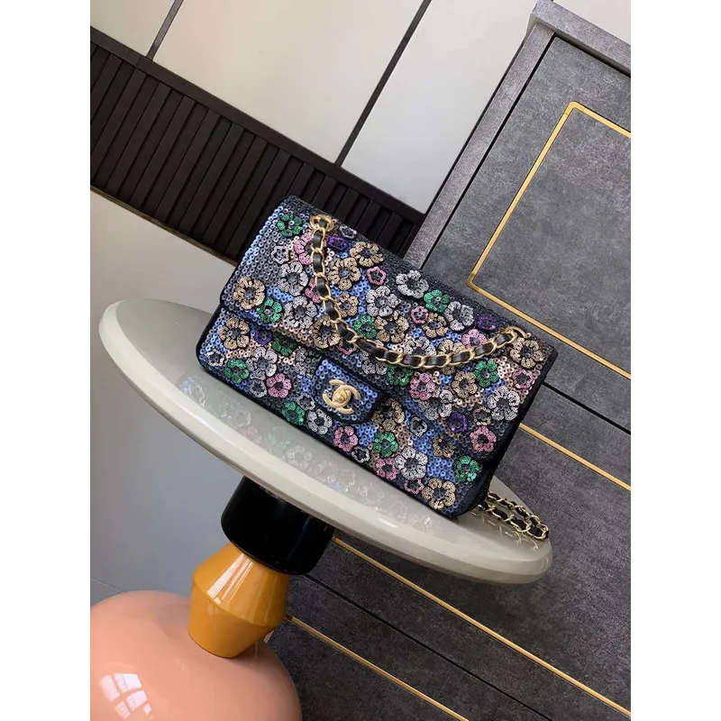 Chanel A01112 Flap Classic 11.12 Kabelka Vysoce kvalitní ručně vyšívaná s flitry