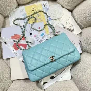 Chanel 25S Klapková modrá jehněčí kůže taška AP5485 zlatá