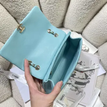 Chanel 25S Klapková modrá jehněčí kůže taška AP5485 zlatá