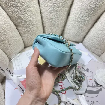 Chanel AP4592 25S Mini Flap jezero modrá jehněčí kůže zlato