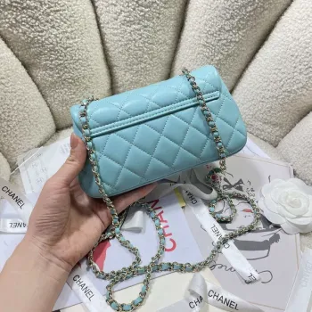 Chanel AP4592 25S Mini Flap jezero modrá jehněčí kůže zlato