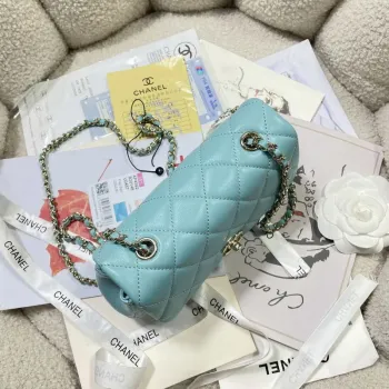 Chanel AP4592 25S Mini Flap jezero modrá jehněčí kůže zlato