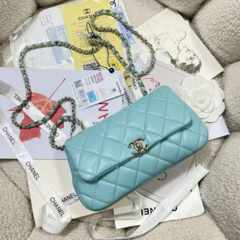 Chanel AP4592 25S Mini Flap jezero modrá jehněčí kůže zlato
