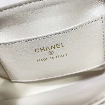 Chanel AP4593 25S Mini Flap Bílá jehněčí kůže se zlatem