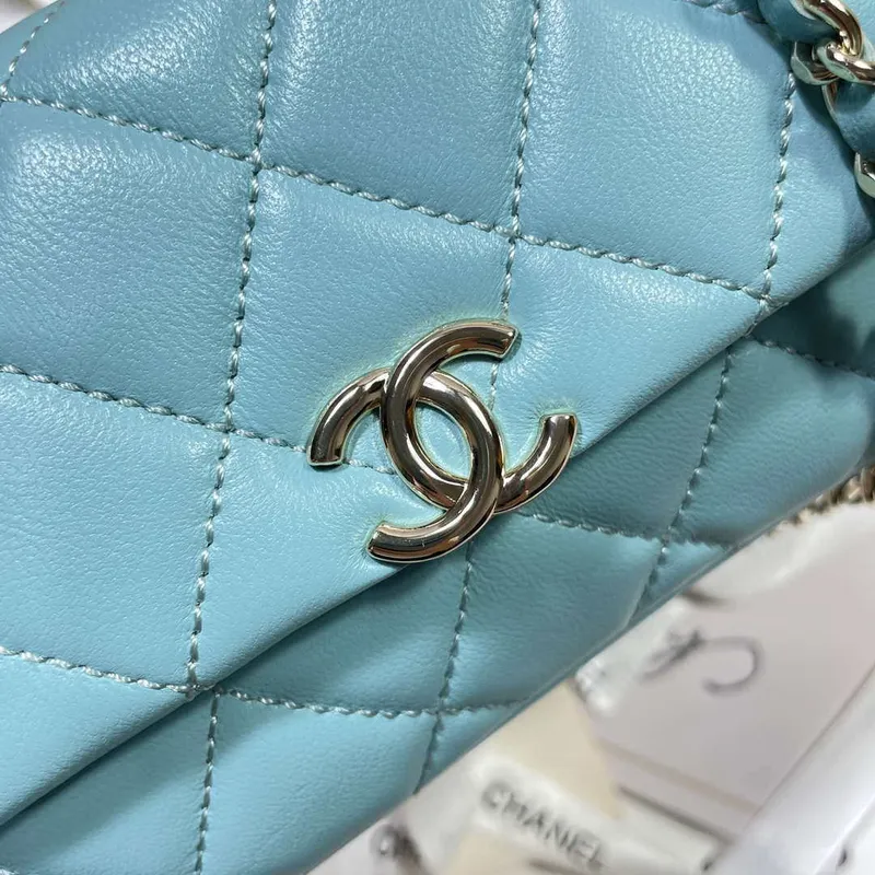 Chanel AP4593 25S Mini Flap jezero modrá jehněčí kůže se zlatem