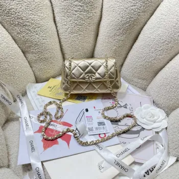 Chanel AP4593 25S Mini Flap zlatá jehněčí kůže se zlatým kováním