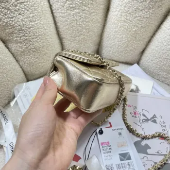 Chanel AP4593 25S Mini Flap zlatá jehněčí kůže se zlatým kováním