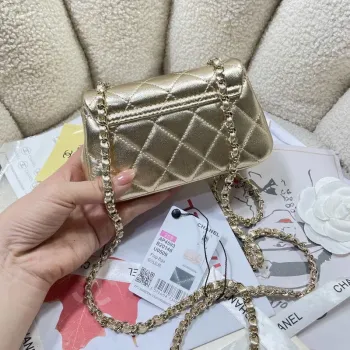 Chanel AP4593 25S Mini Flap zlatá jehněčí kůže se zlatým kováním